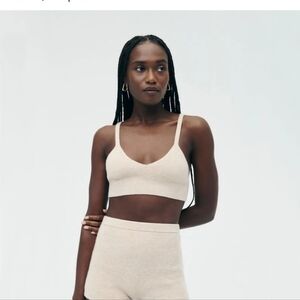 NAADAM cashmere ribbed seamless bralette.  NWT in the bag oatmeal color xxs